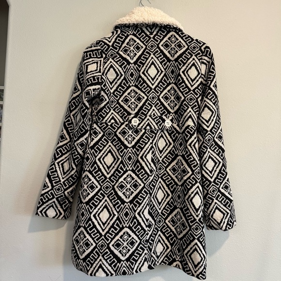 Billabong Geometric Black and White Coat Y2K Boho Hippie M - Picture 2 of 7
